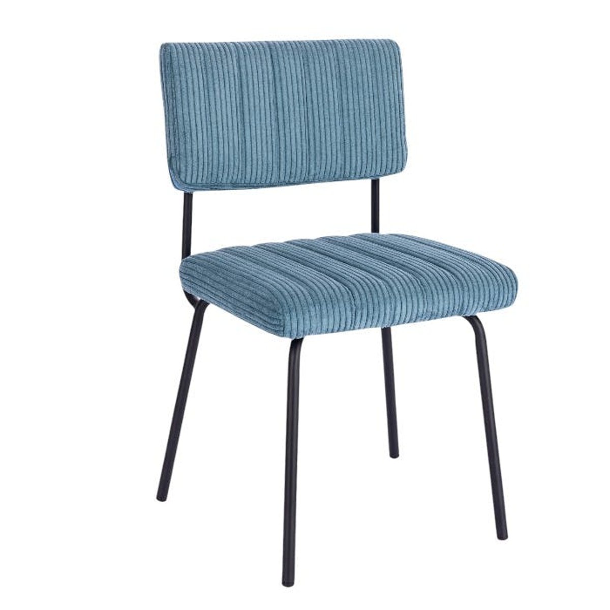 Chaise en velours grosses côtes (lot de 2) IENA bleu pétrole, PIER IMPORT