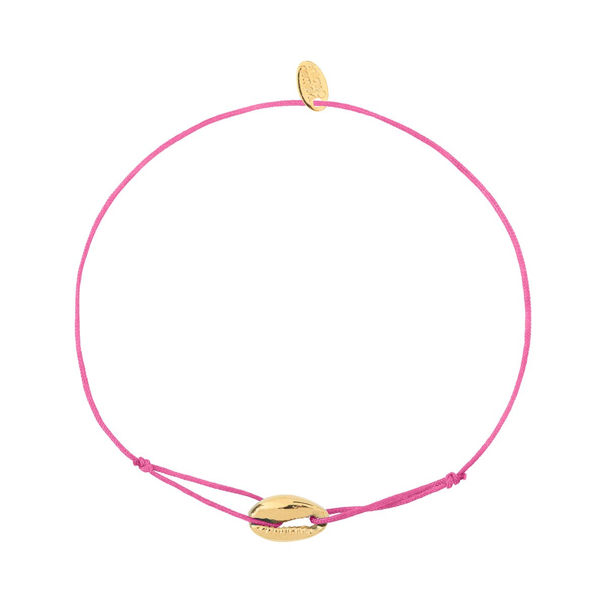 Bracelet cordon mini cauri fuchsia doré, CAROLINE NAJMAN