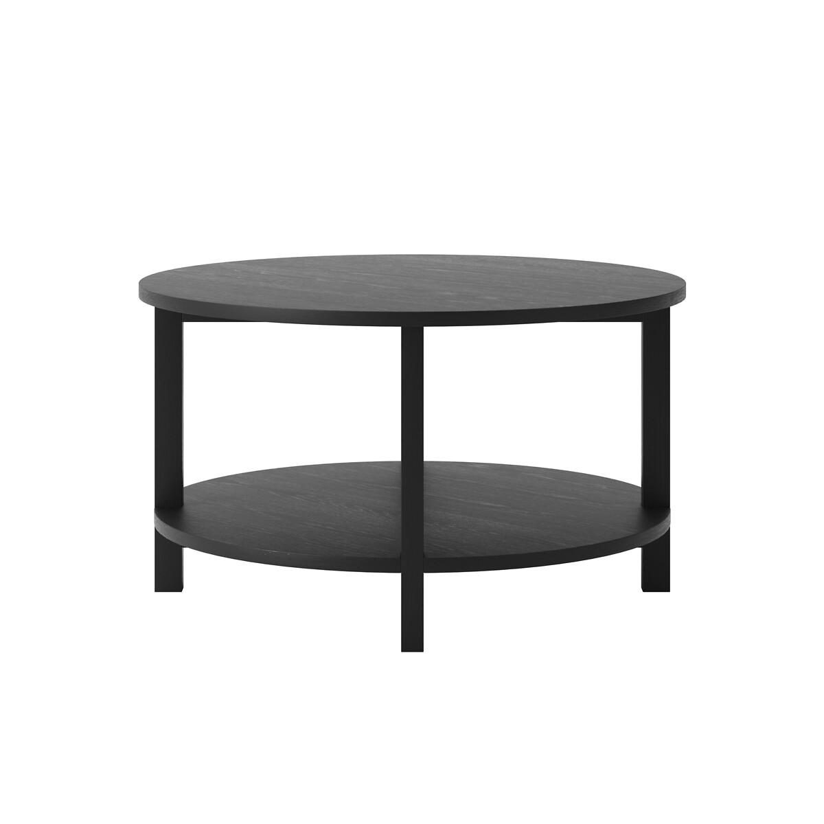 Koa Round Oak Coffee Table with Shelf black, SO'HOME