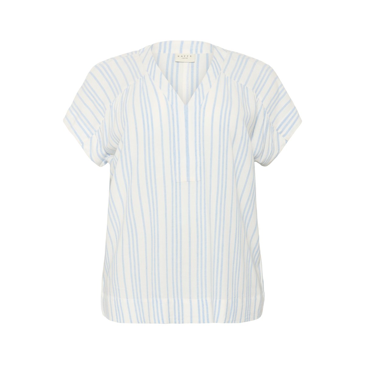 Blouse à manches courtes blanc chalk/bleu soft chambray rayé, KAFFE CURVE