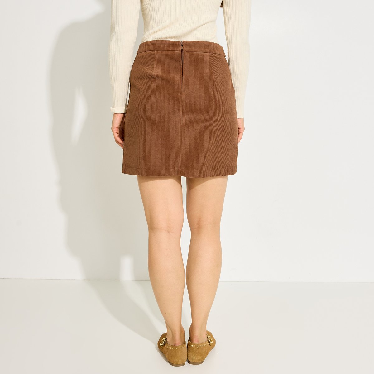 Jupe courte en velours marron, GRAIN DE MALICE
