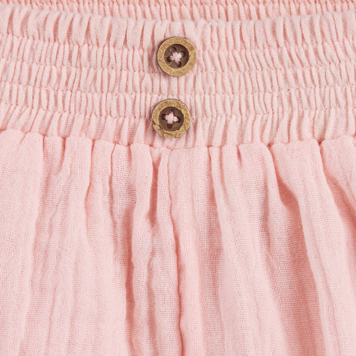 Cotton Muslin Shorts with Elasticated Waistband pink, LA REDOUTE COLLECTIONS