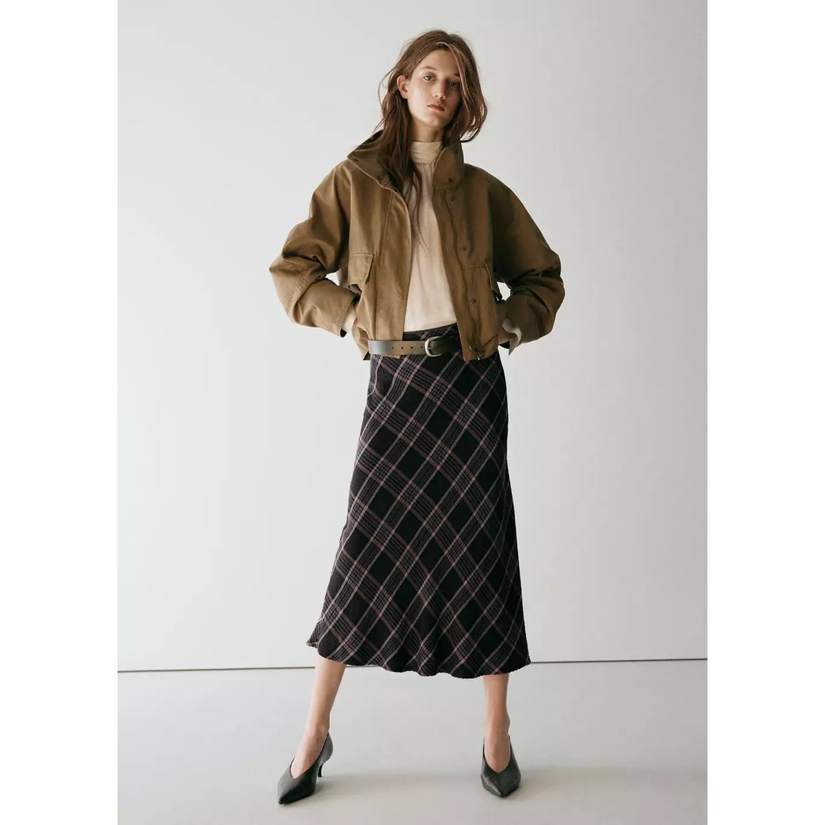 Veste à col cheminée avec poches beige, MANGO