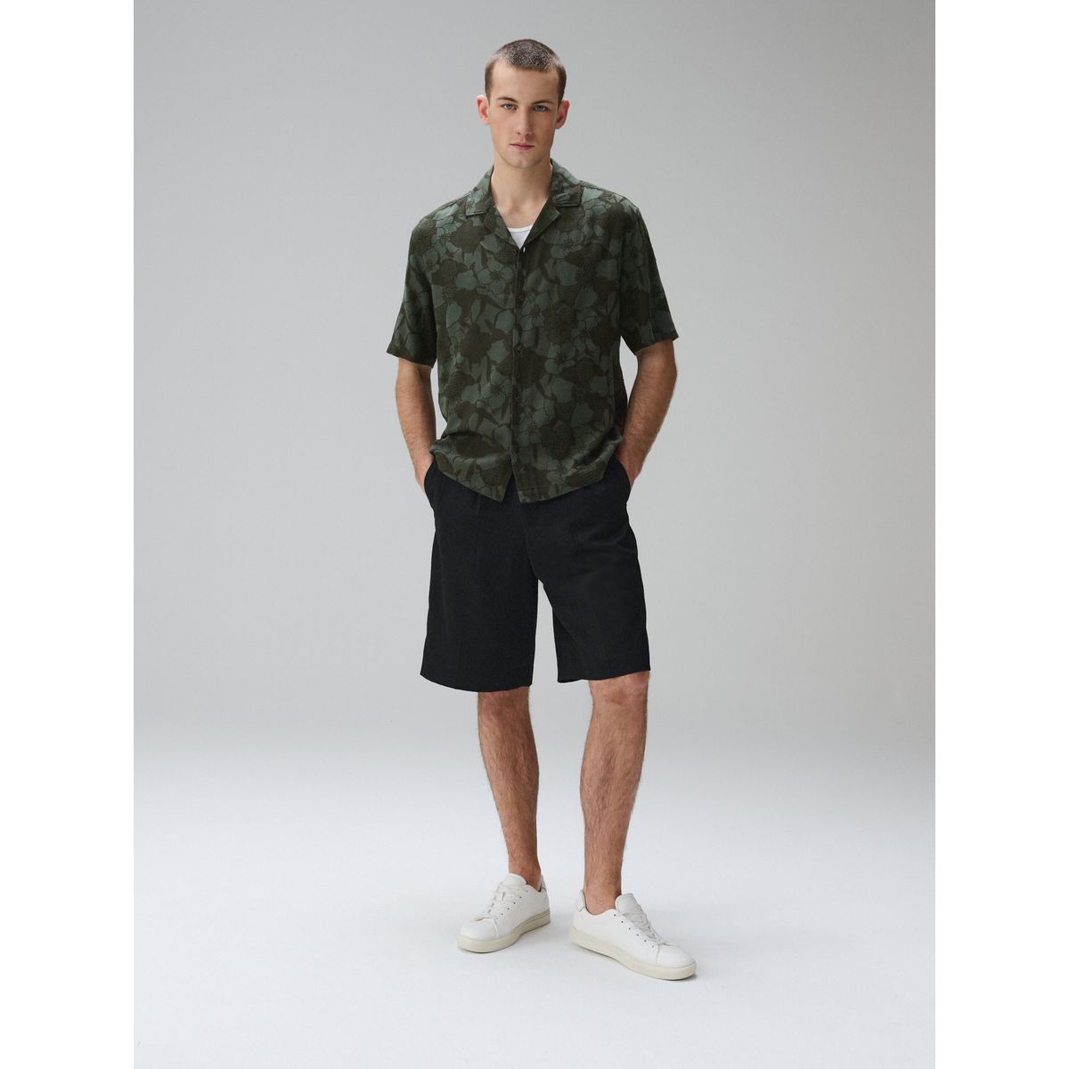 Chemise à manches courtes et imprimé jacquard vert, NEXT