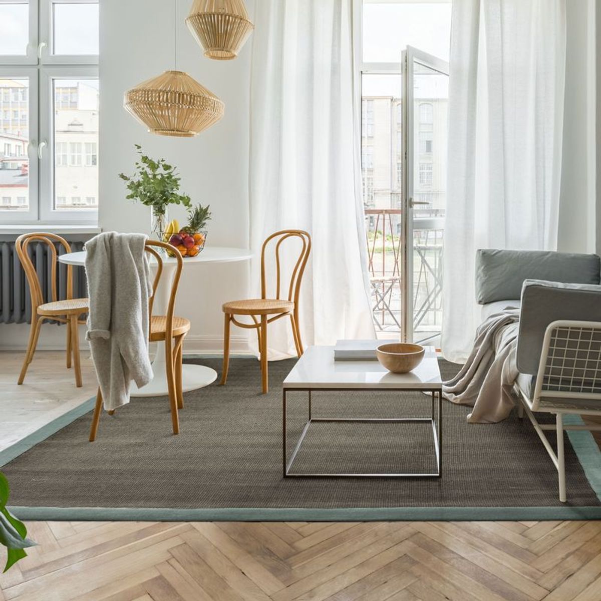 Tapis en jute NATURAL JUTE - style bohème gris, THE DECO FACTORY