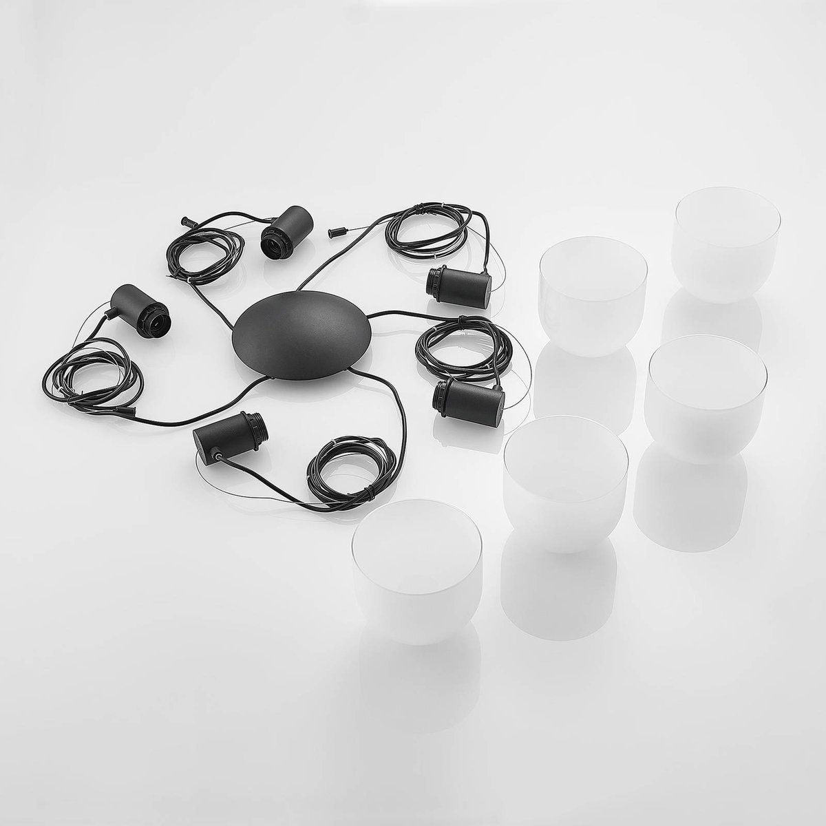 Suspension en verre moderne, Serina blanc, noir, LUCANDE