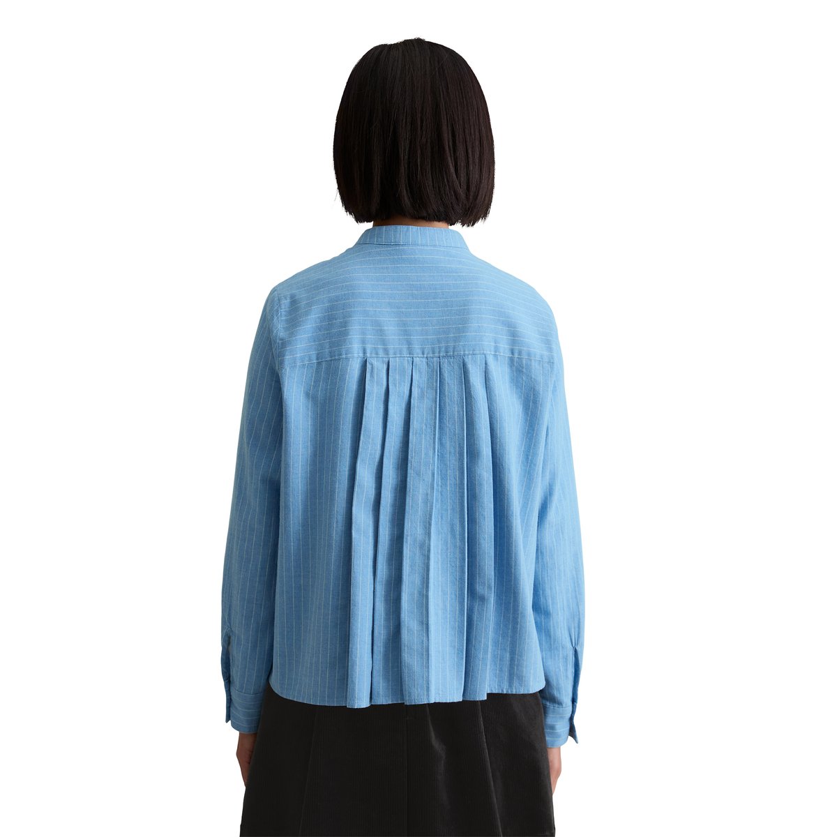 Blouse avec détail de plis regular en pur coton bio bleu clair, MARC O’POLO DENIM