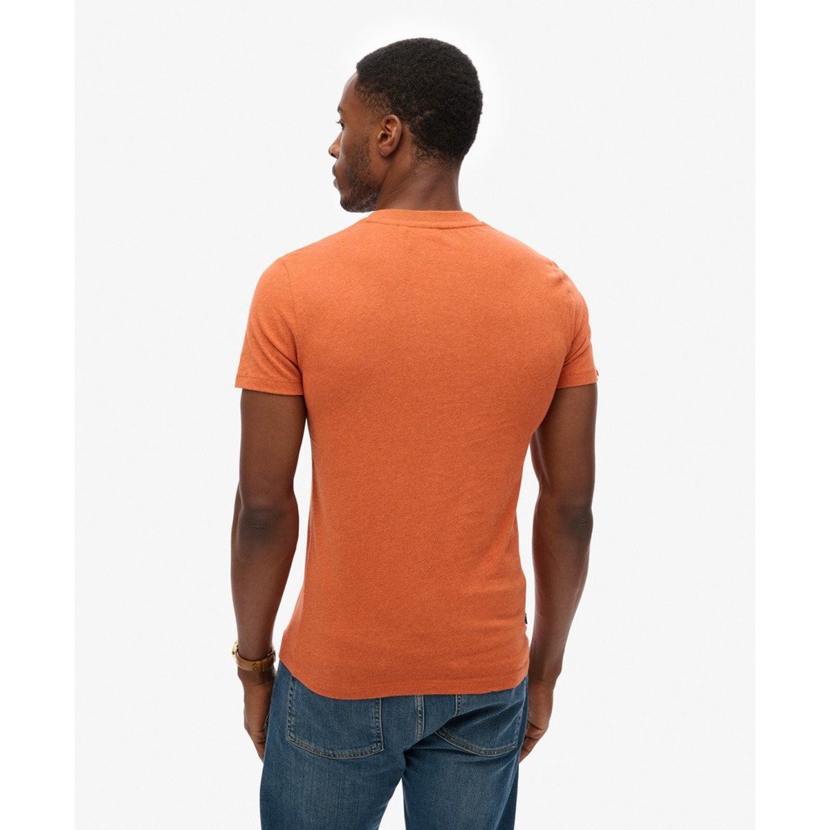T-shirt Logo Essential en Coton Bio orange rouille chiné, SUPERDRY