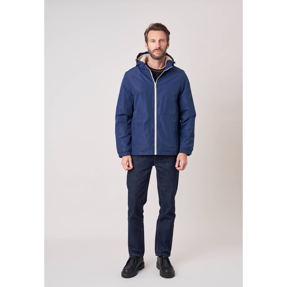 Blouson regular homme doublé en sherpa VINCOURT dark navy, DEELUXE