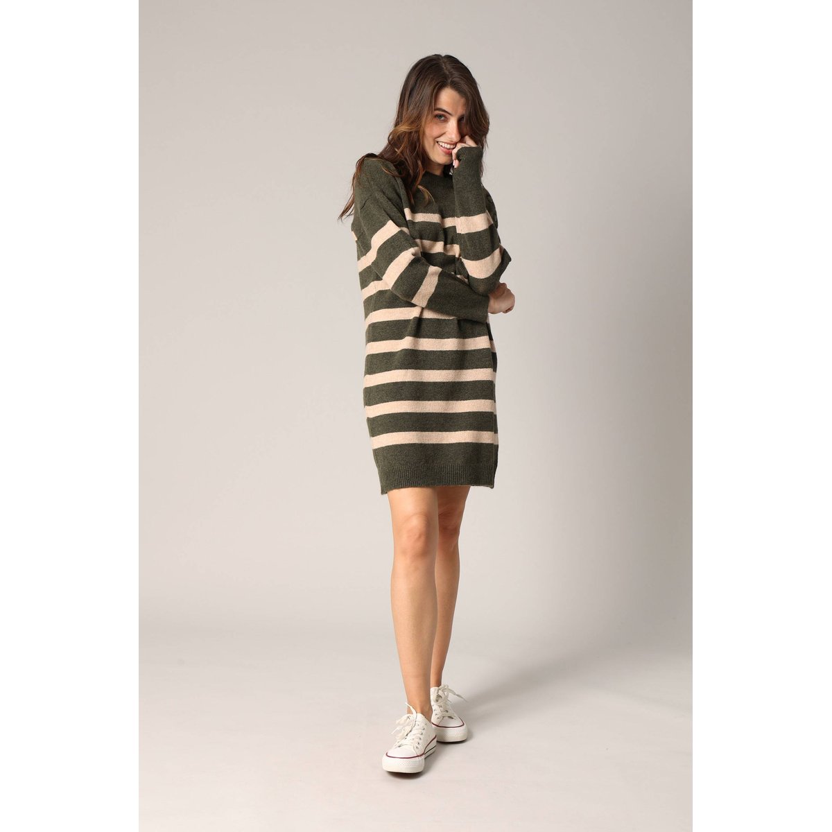 Robe pull marin à boutons fantaisie NANCY dark khaki, DEELUXE