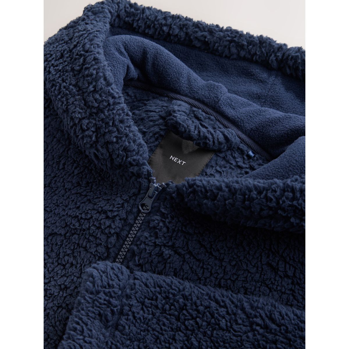 Robe de chambre zippé en peau lainée bleu marine, NEXT