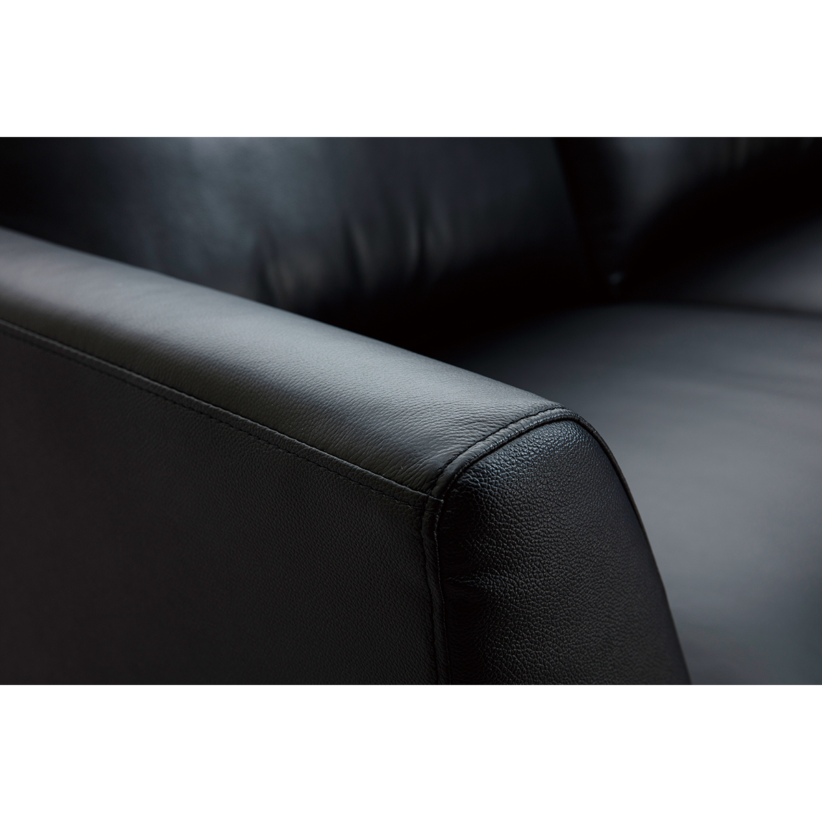 Canapé 3 places cuir noir et métal noir JOPLIN noir, MILIBOO