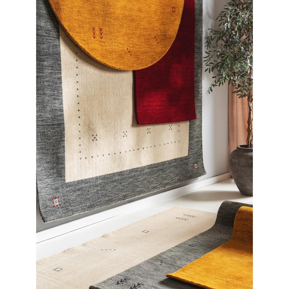 Tapis de laine tissé main JAMAL beige/gris, BENUTA 