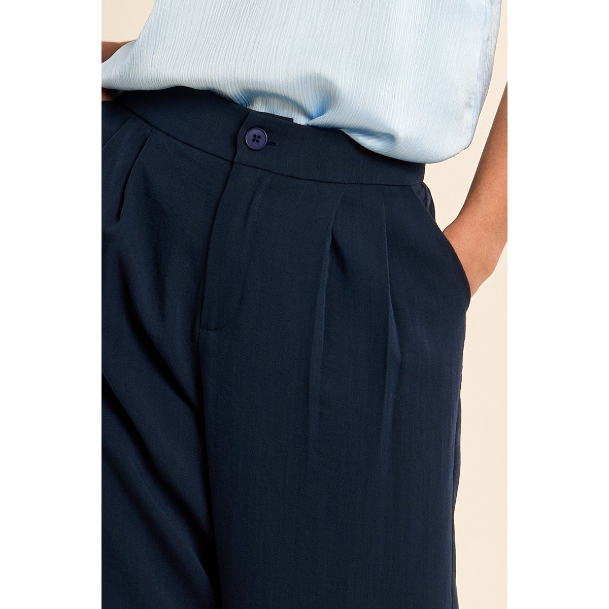 Pantalon droit, taille haute navy blue, MOLLY BRACKEN