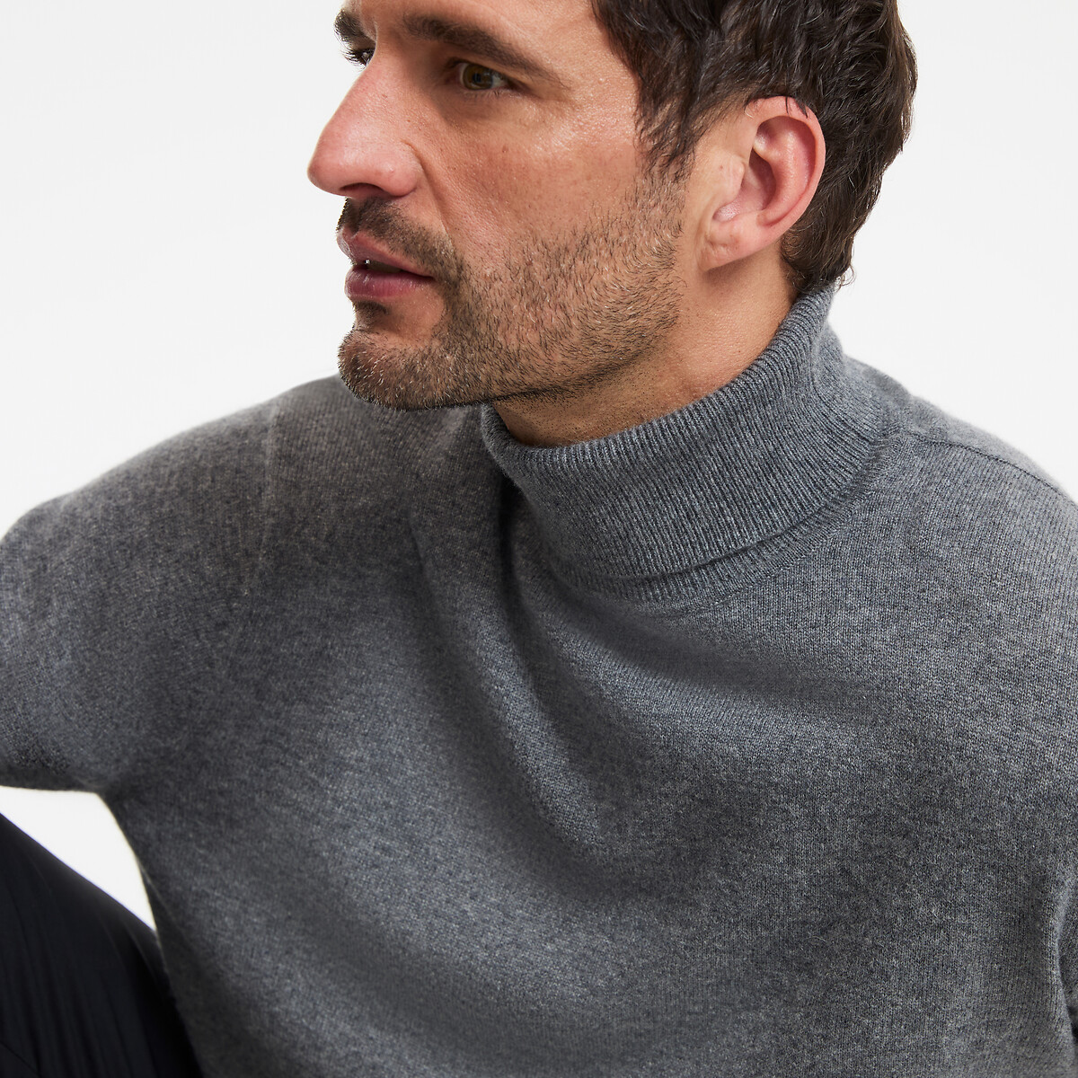 Pull col roulé en cachemire gris chiné, LA REDOUTE COLLECTIONS