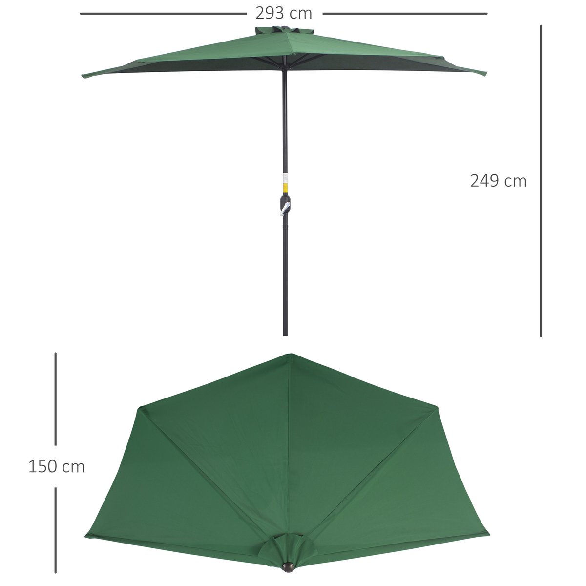Parasol demi-circulaire Polyester Vert vert, OUTSUNNY
