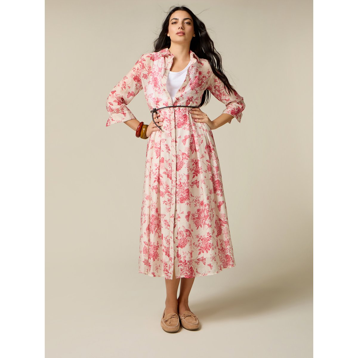 Robe chemisier fantaisie blanc, OLTRE