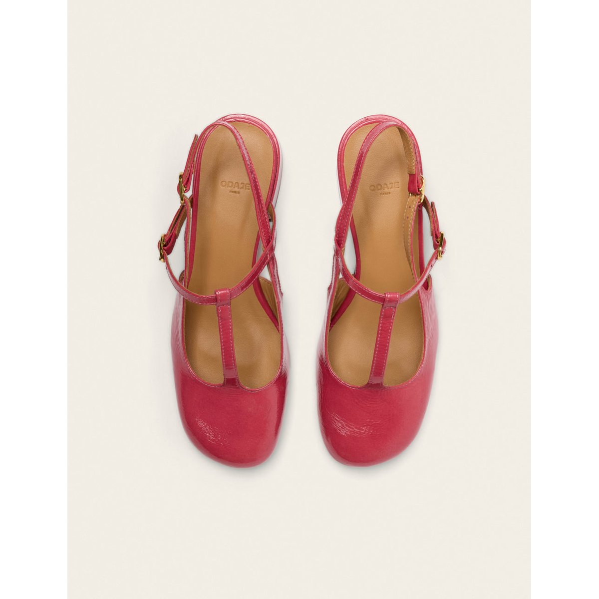 Escarpins RYLA cuir plissé verni rose, ODAJE