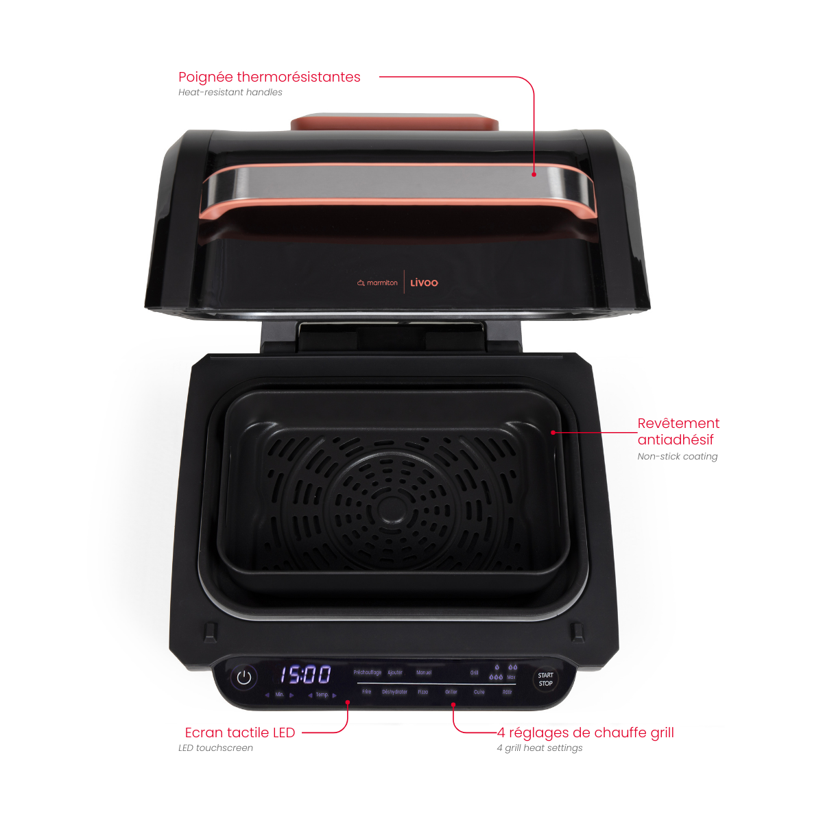 Friteuse sans huile & Grill 6 L - Livoo x Marmiton couleur unique, LIVOO