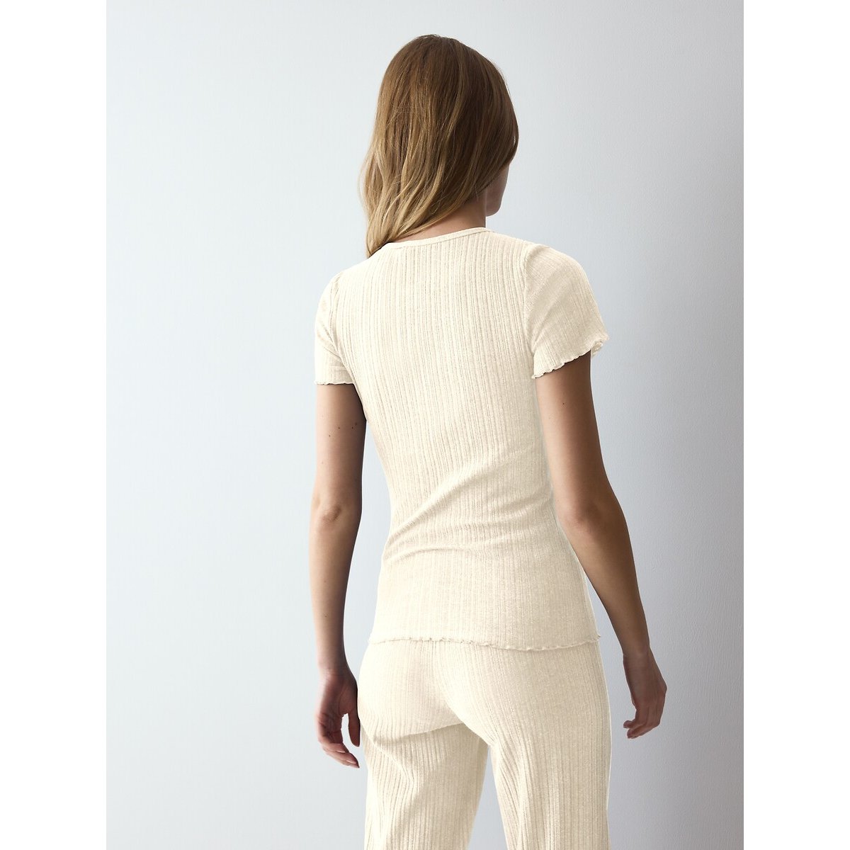 Pigiama in cotone a coste VERSATILE RIB avorio, TRIUMPH