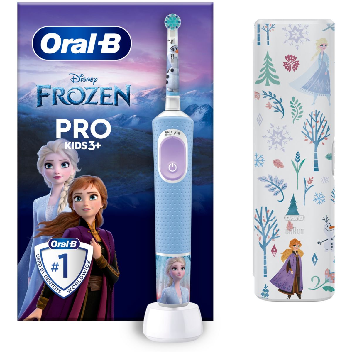 Brosse à dents électrique Vitality Pro Kids Frozen + Etui de voyage couleur unique, ORAL B