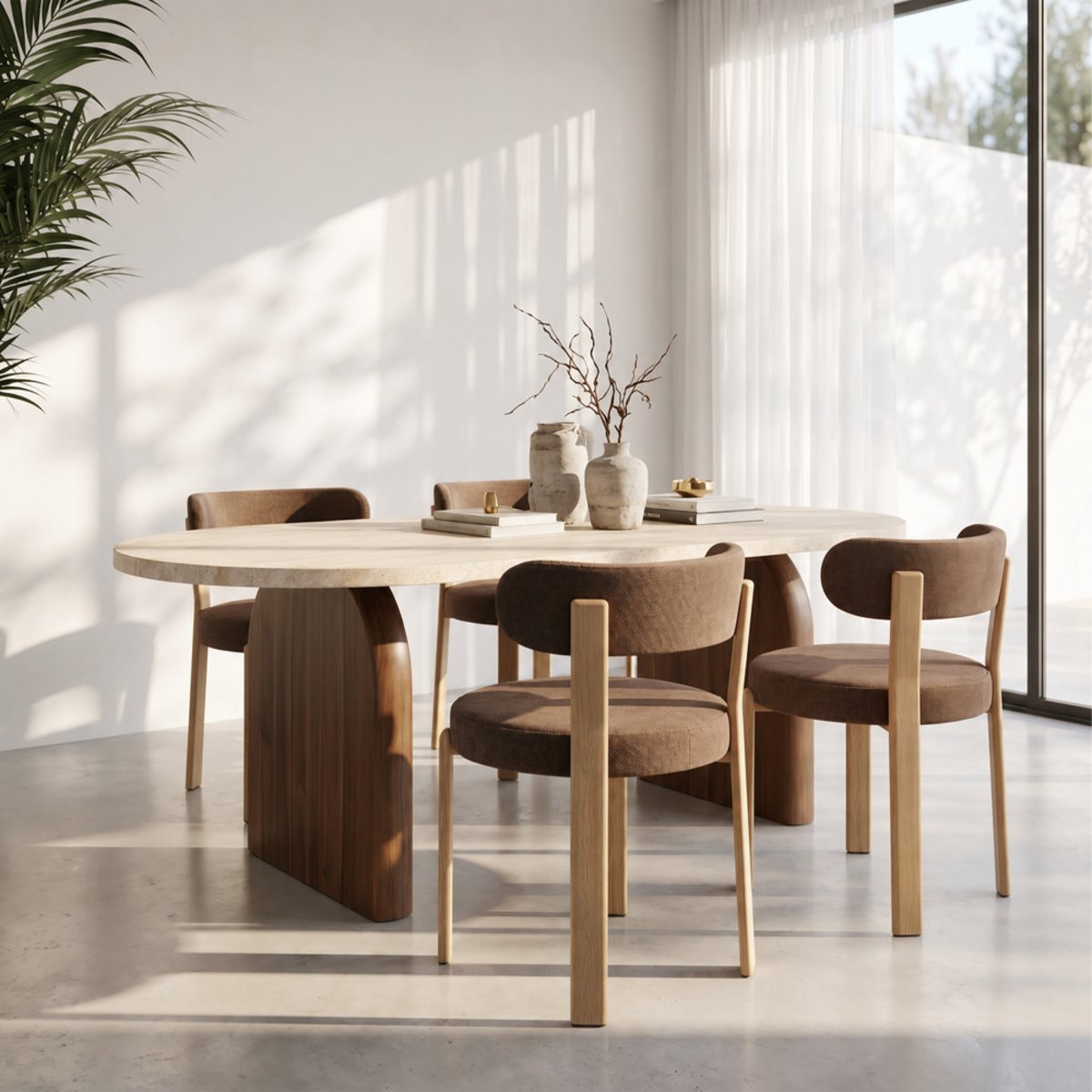 Lot de 2 chaises en tissu piètement effet bois clair- IZZY marron, DRAWER