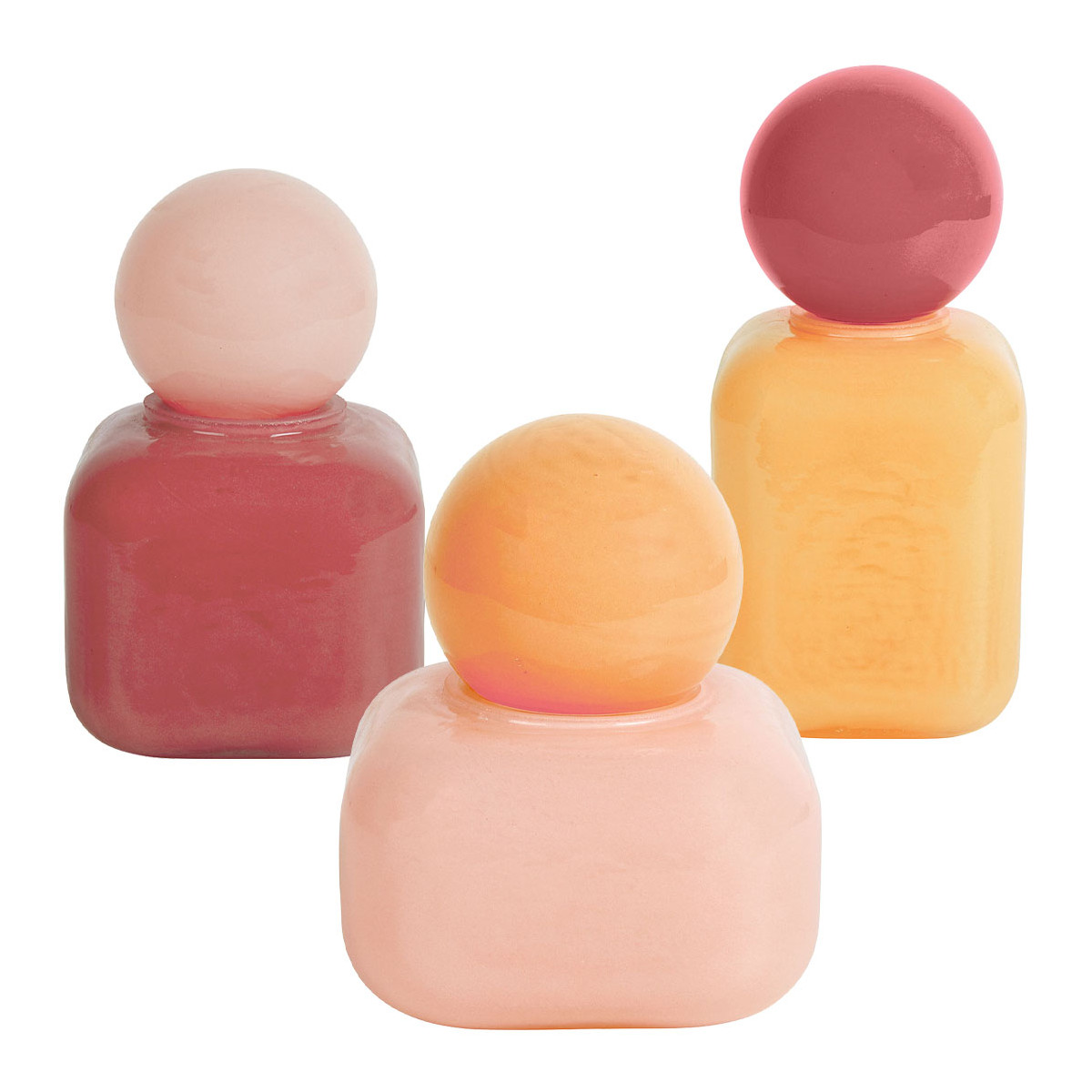 Set de 3 boîtes PIPA en verre multicolore, BLANC D’IVOIRE