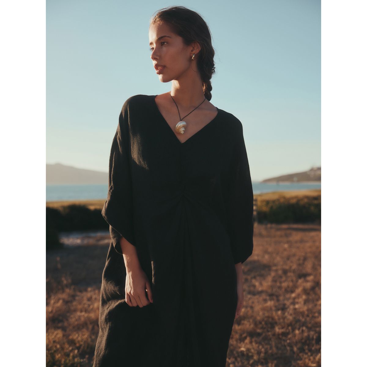 Robe torsadée lin n. premium noir, NEXT