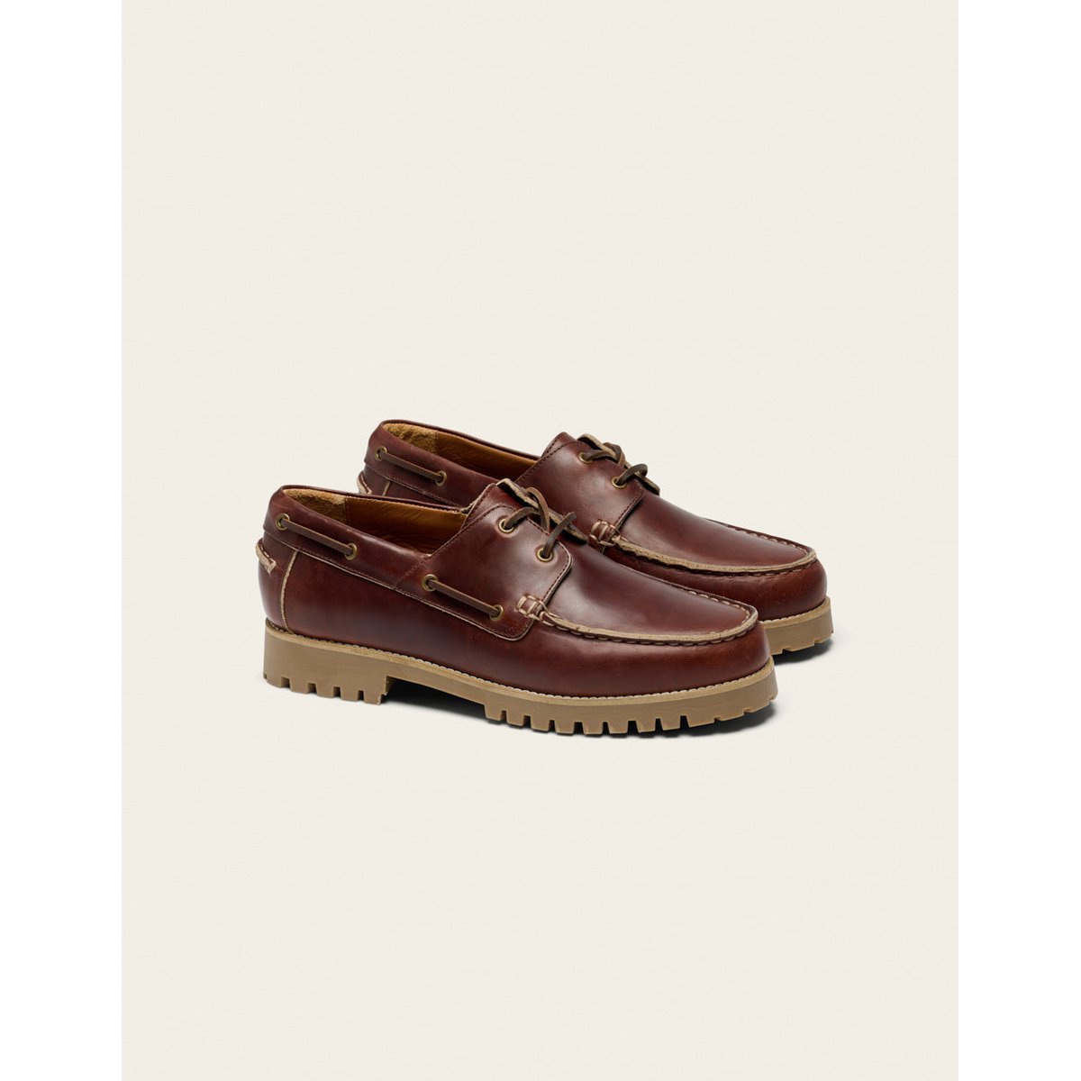 Chaussures Bateau TOM cuir marron foncé, ODAJE