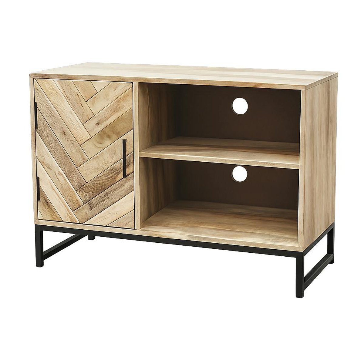 Petit meuble TV bois de manguier 1 porte BRIX bois naturel, PIER IMPORT
