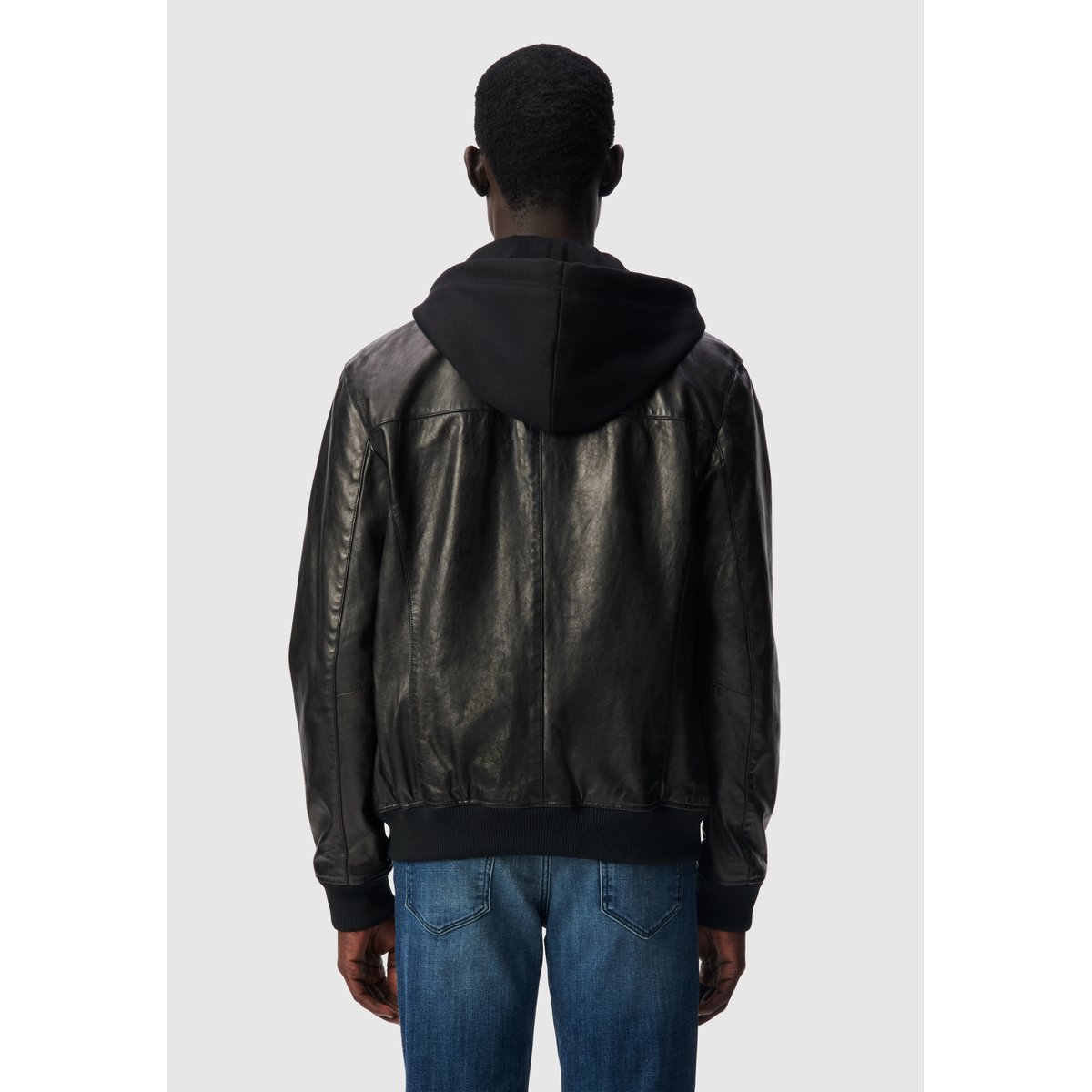 Bomber en cuir à parmenture amovible noir, IKKS