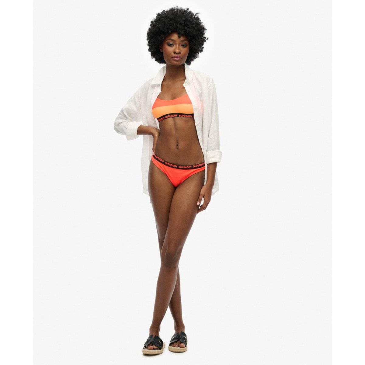 Haut de bikini brassière élastique orange soleil fluo, SUPERDRY