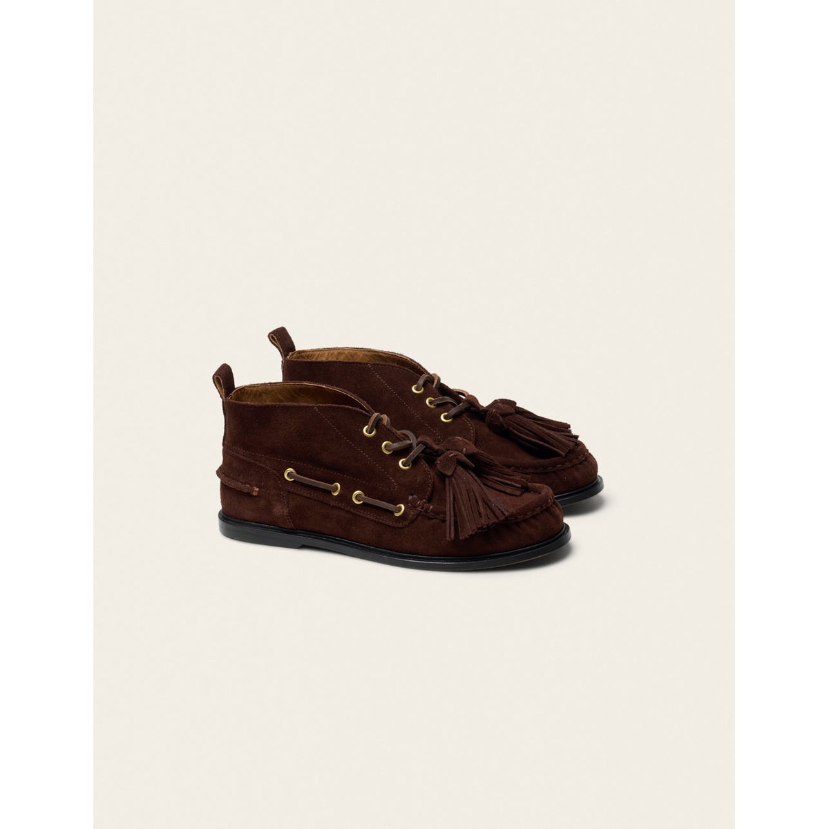Bottines à lacets MARA suède chocolat, ODAJE