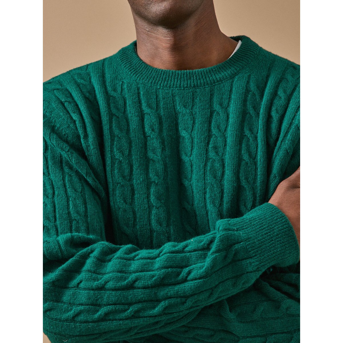 Pull torsades en laine vert, CYRILLUS
