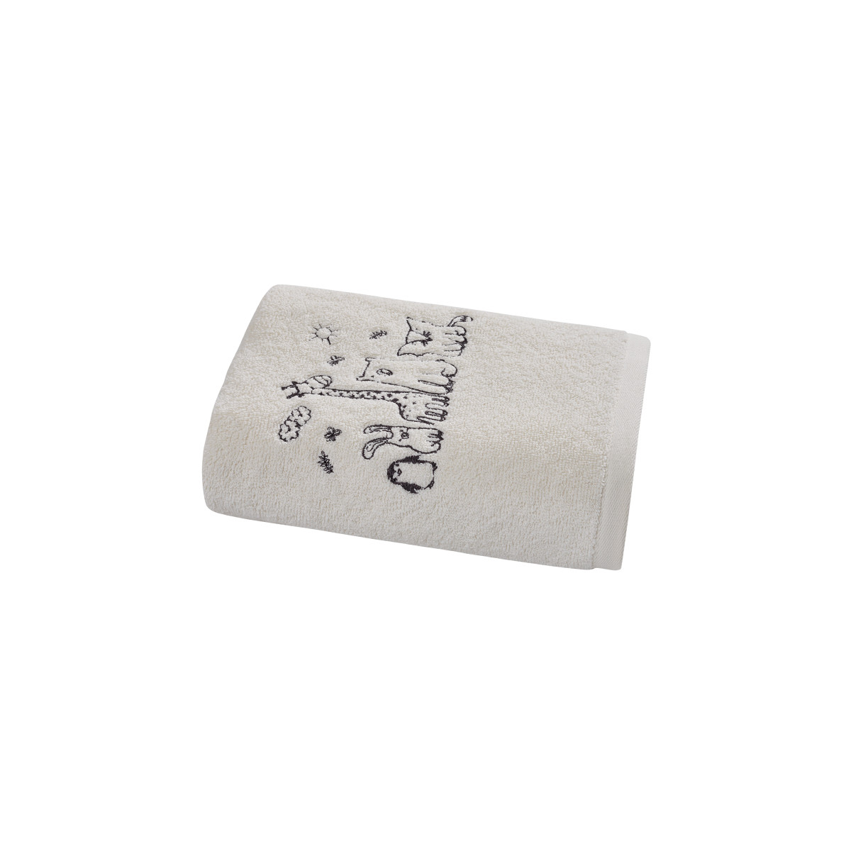 Drap de bain enfant BABY JUNGLE gris cendré, SENSEI MAISON