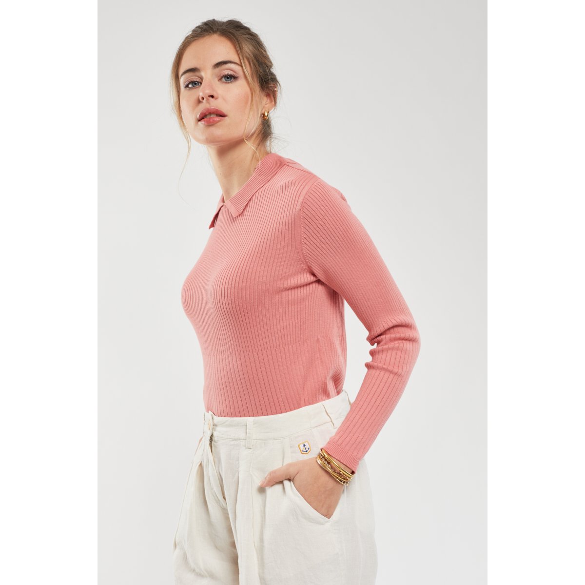 Pull col polo en coton lantana, ARMOR-LUX