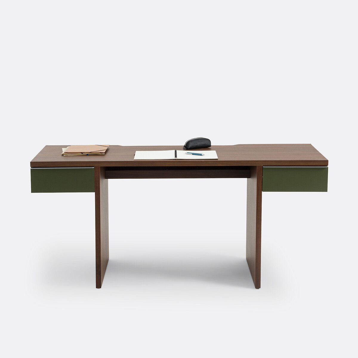 Bureau XL 2 tiroirs, Siem plaqué noyer, LA REDOUTE INTERIEURS