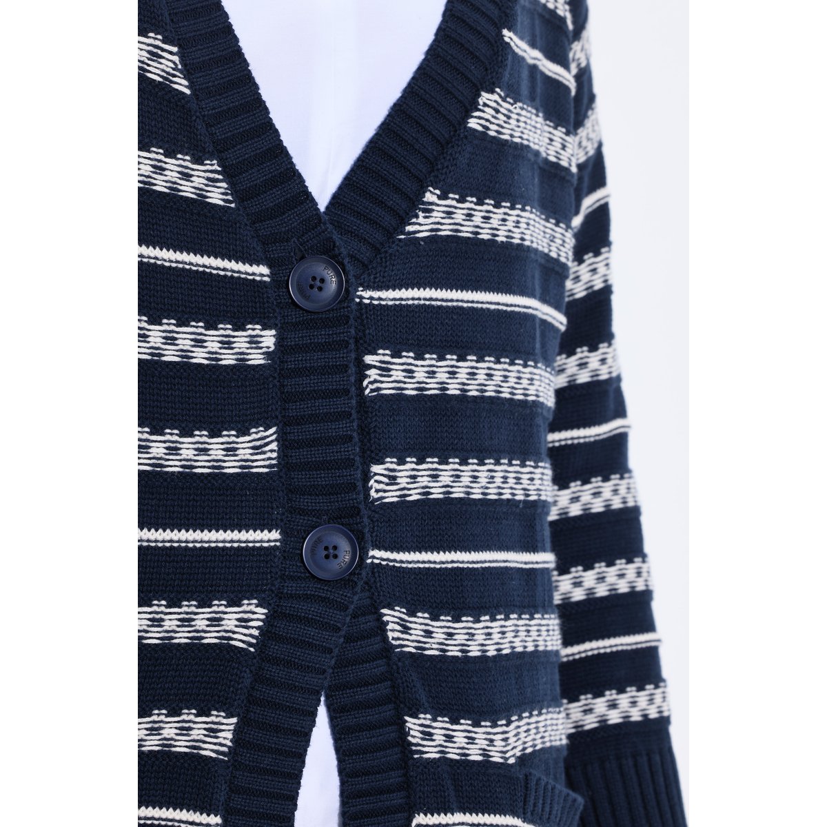Cardigan long en coton bio marine, ULLA POPKEN