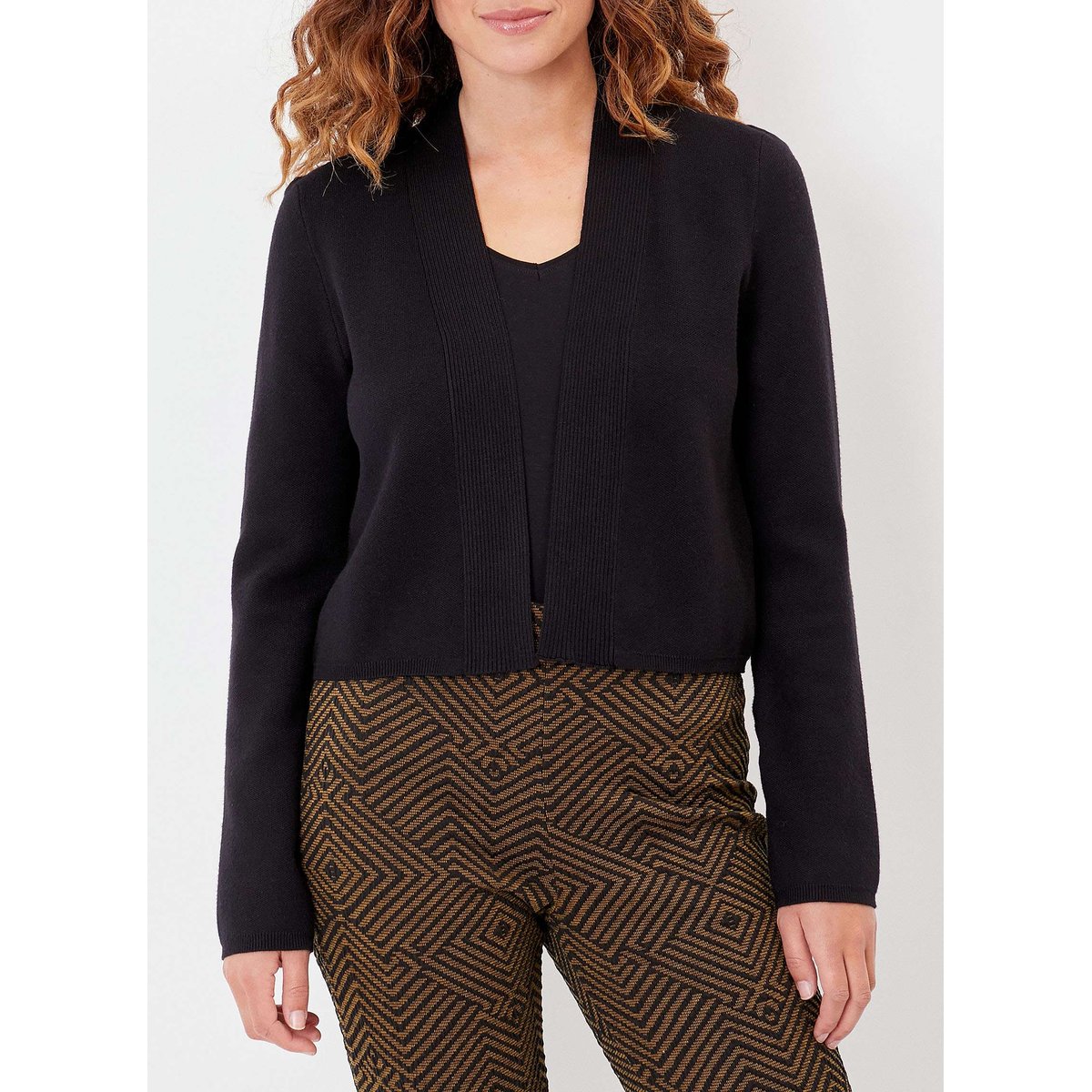 Gilet court maille unie SAGAR noir sagar, LA FIANCÉE