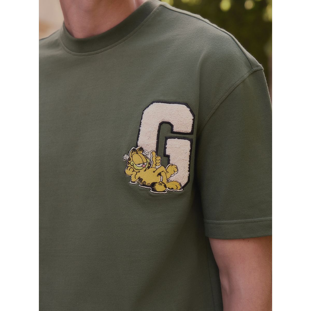 T-shirt standard style universitaire garfield vert, NEXT