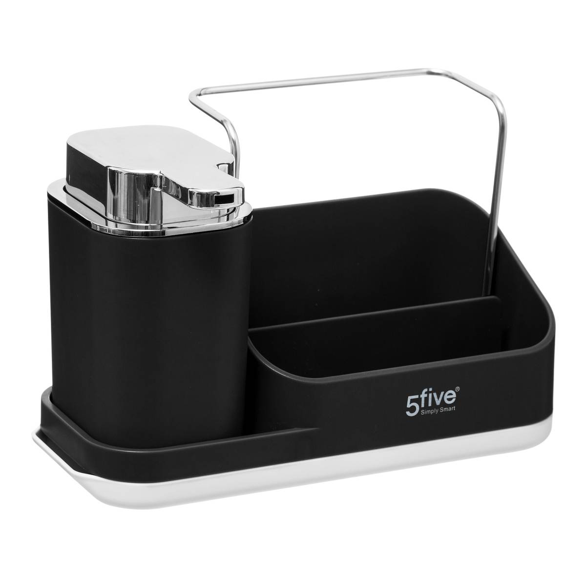 Organiseur évier avec distributeur de savon 300ml NÉO noir, 5FIVE SIMPLY SMART