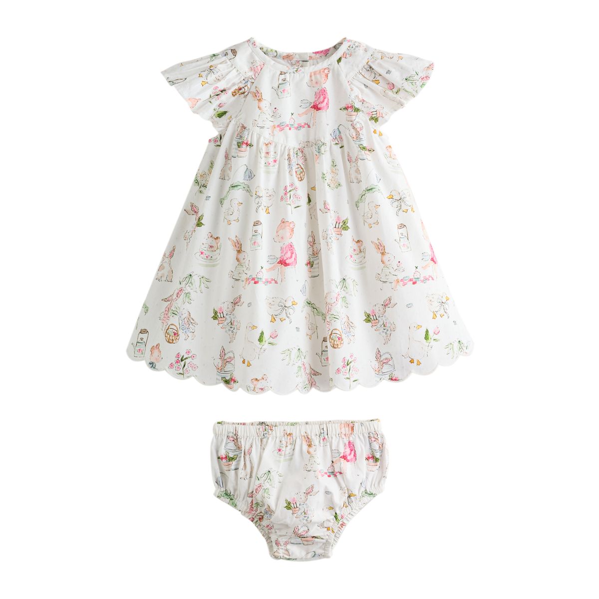 Robe tissée et culotte bébé, 2 pièces personnage blanc, NEXT