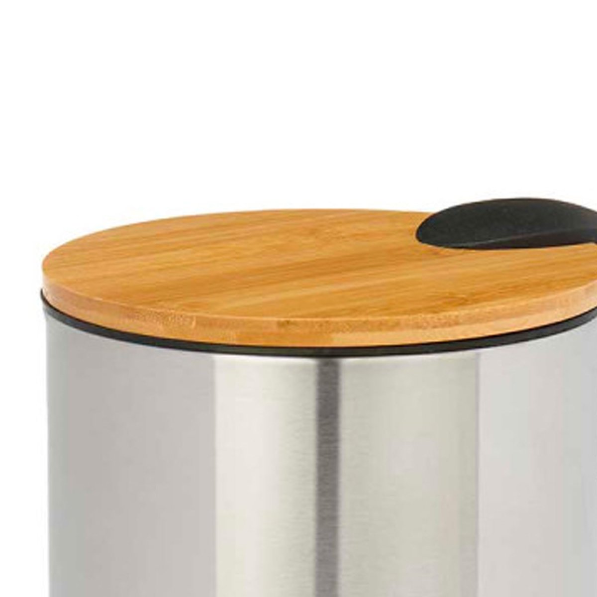 Poubelle salle de bain en métal chromé et bambou 5L chrome/inox, WADIGA