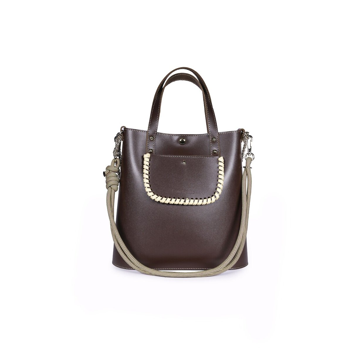 Borsa a sporta in pelle, GRAND AME cioccolato, CRAIE STUDIO