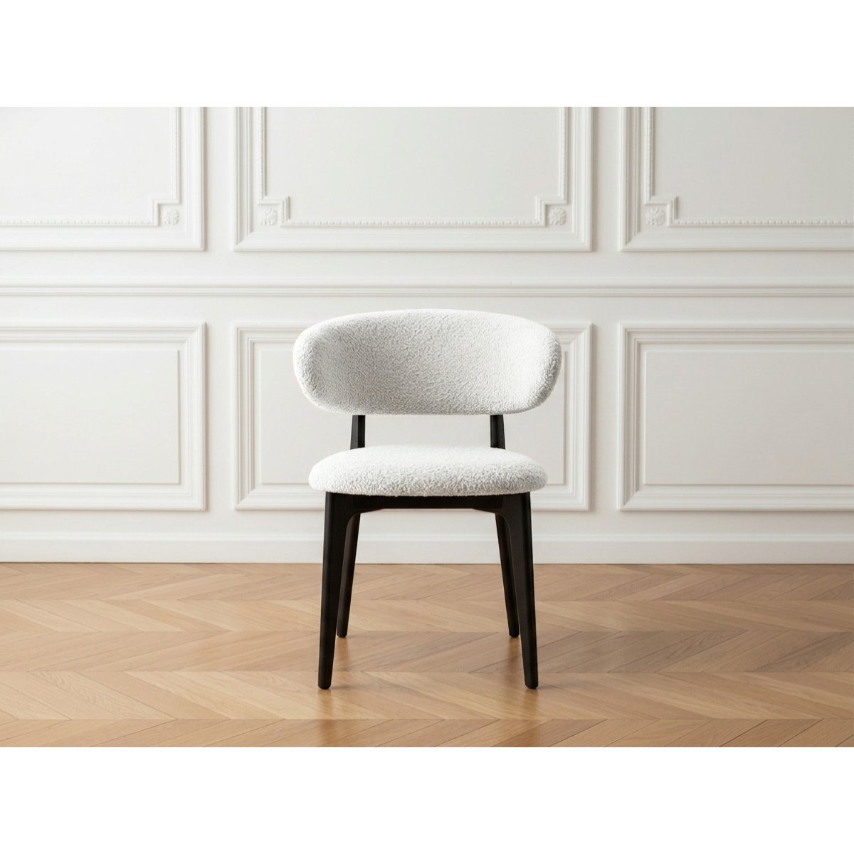 Lot de 2 chaises tissu bouclette, ROSINE blanc, BOBOCHIC