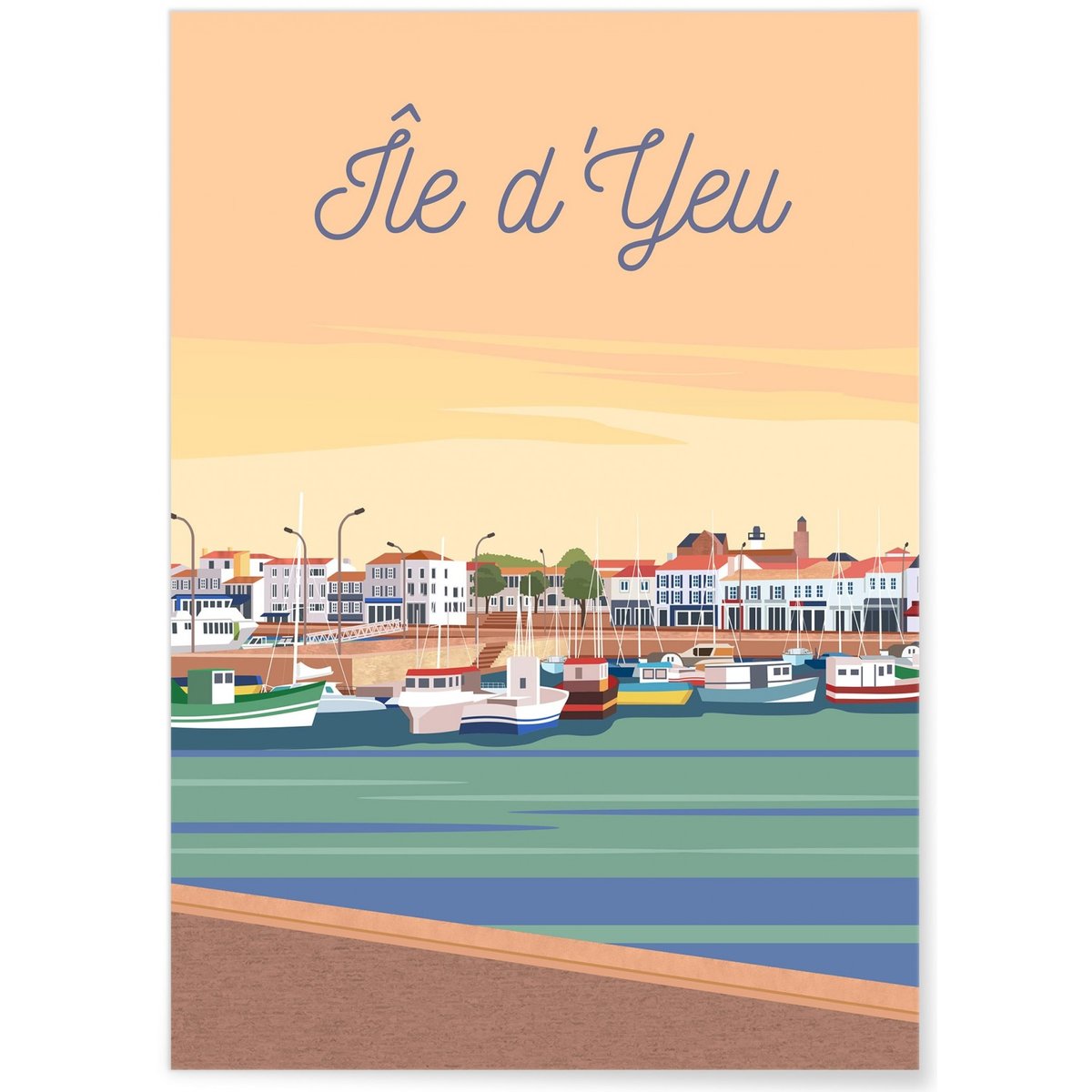 Affiche Île d'Yeu - Port Joinville blanc, L'AFFICHERIE