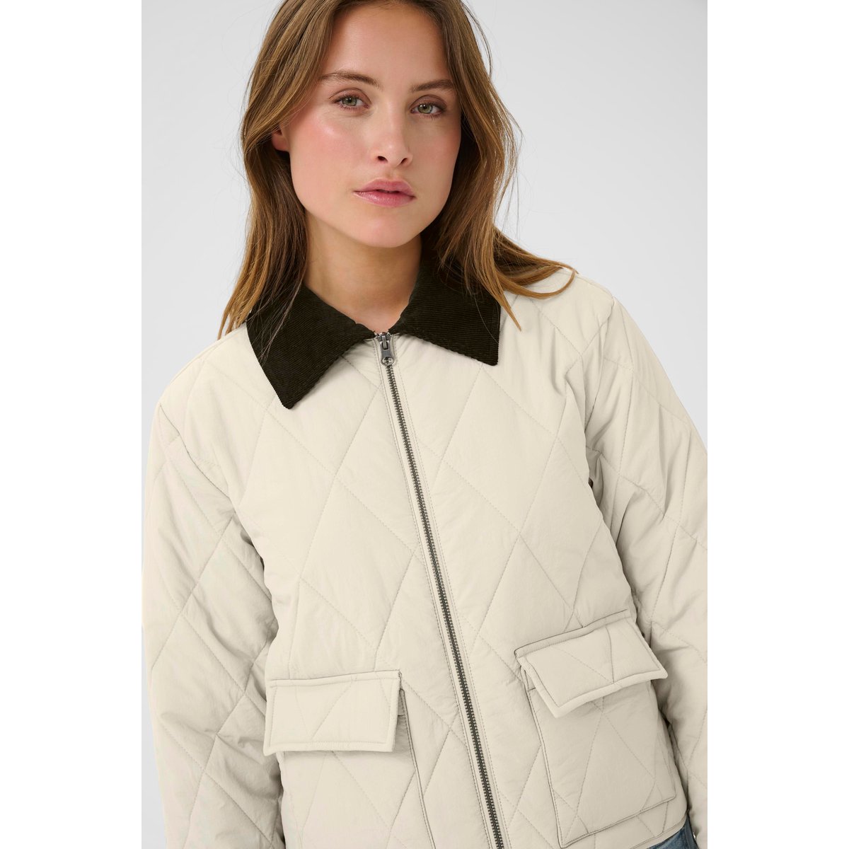 Manteau beige feather gray, KAFFE