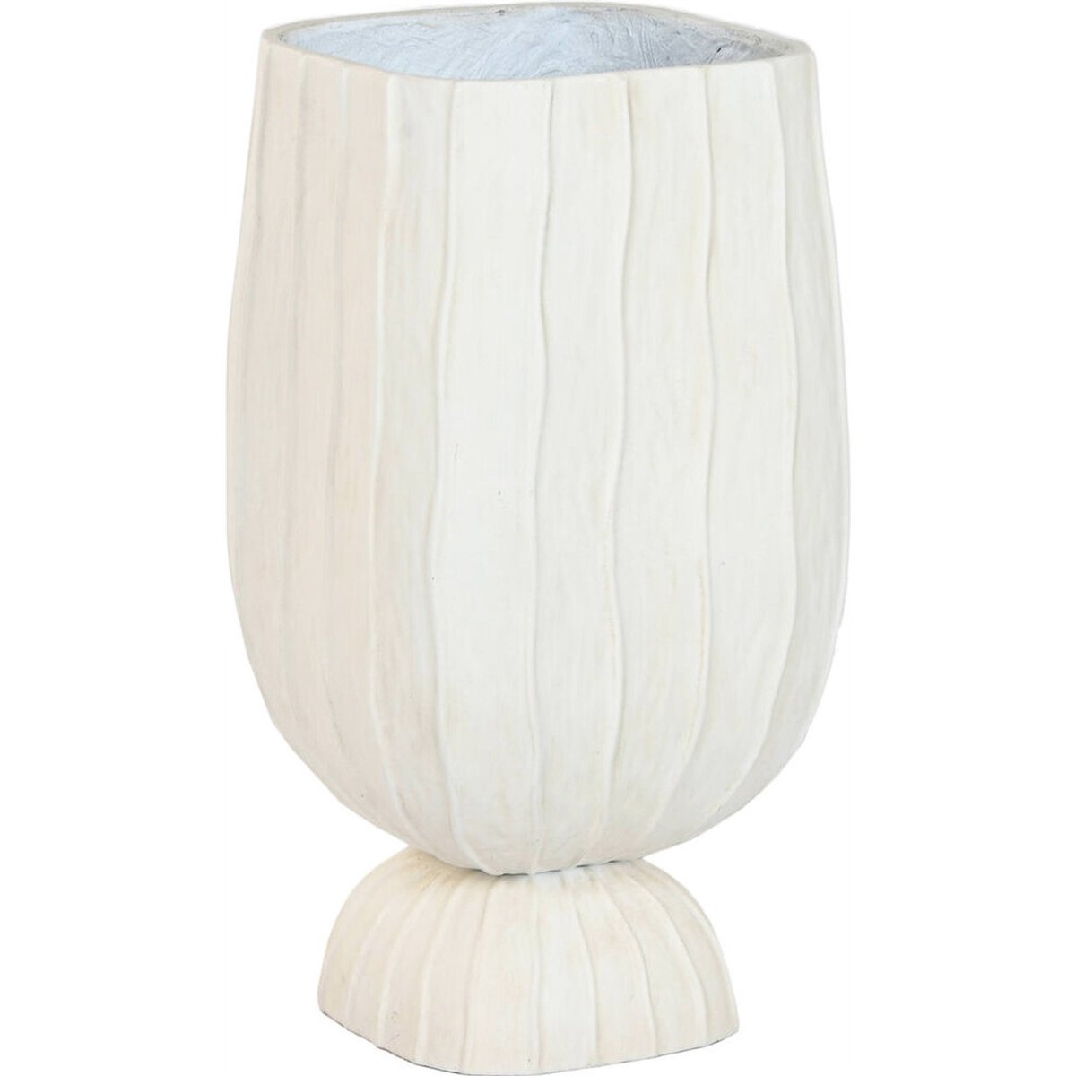 Support de pot rond en fibre d'argile effet vieilli Moderno crème effet pierre naturelle, RECOLLECTION