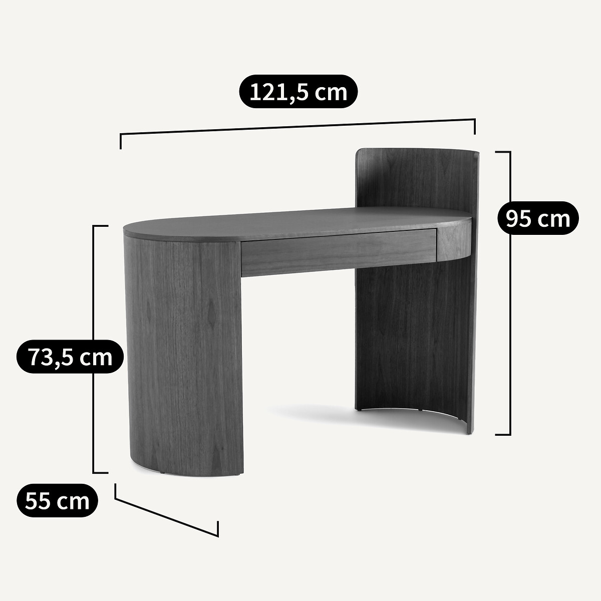 Bureau en plaqué noyer et cuir, Abbas noyer, AM.PM