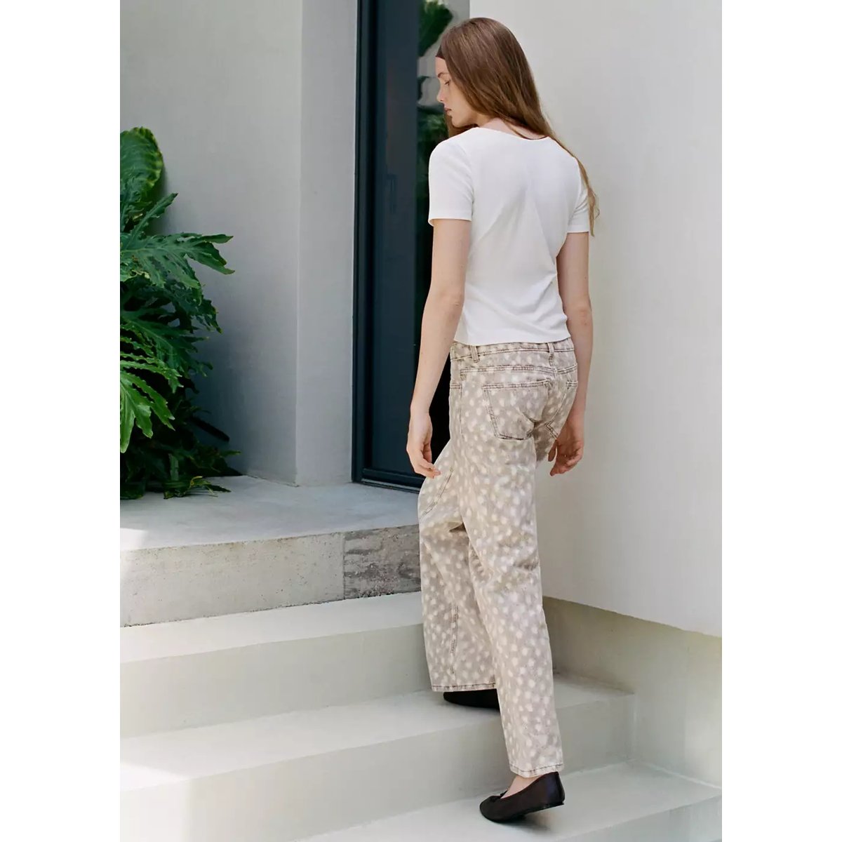 Jean droit imprimé cerf marron, MANGO TEEN